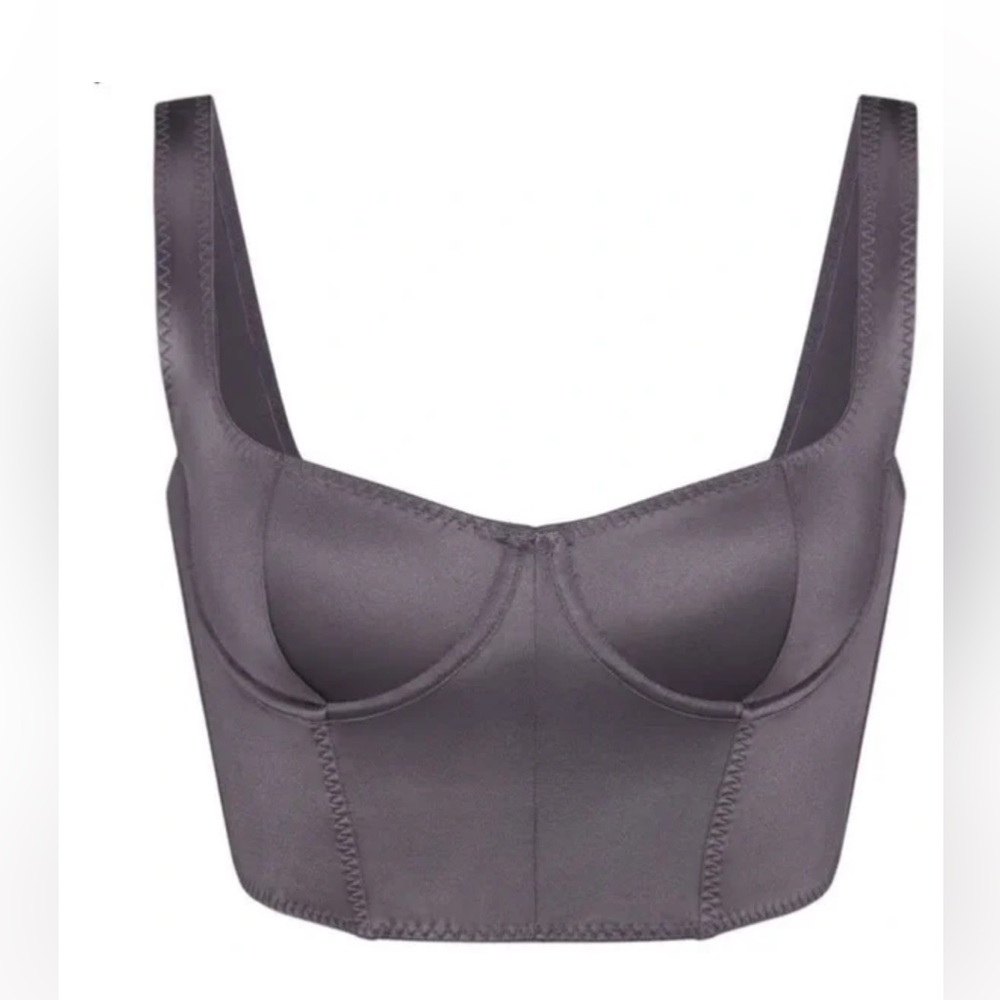 SKIMS Charcoal Women's Satin Stretch Bustier Top